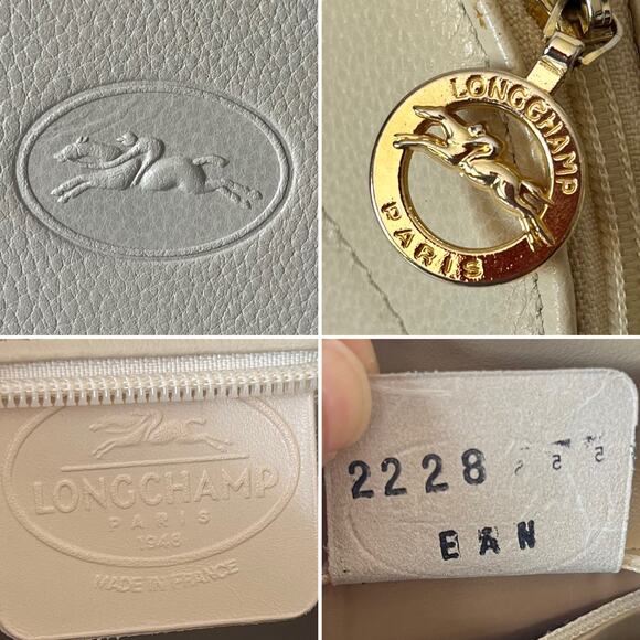 Vintage Longchamp Leather Bag Crossbody Adjustable Off White Cream Gold - Picture 4 of 8